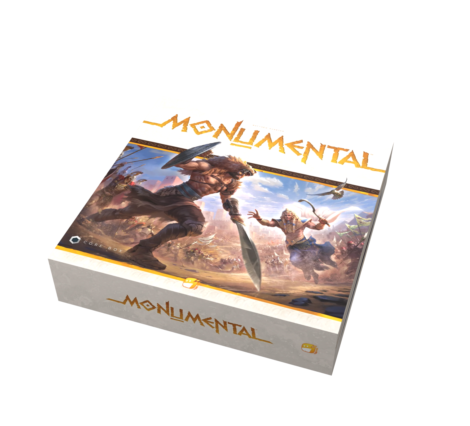 Boîte Monumental, vue 3D fixe avec ses faces imprimées originales