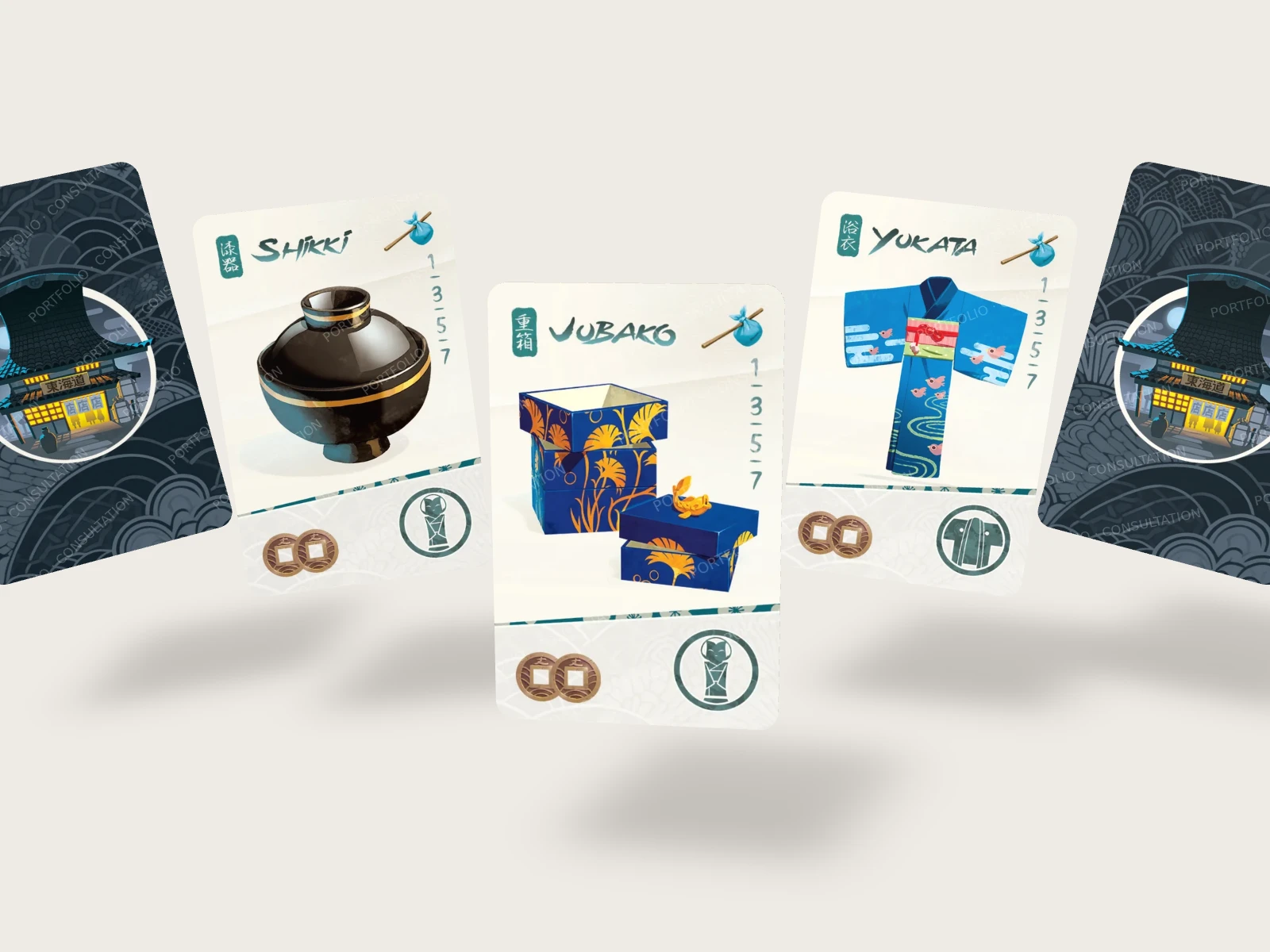 Game components shown in 3D